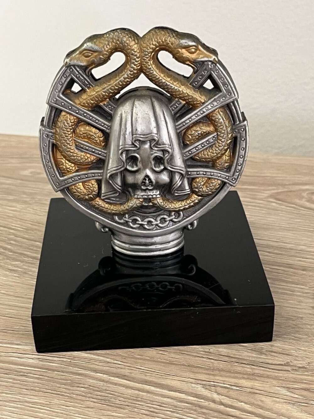 Rat Rod Reaper Skull Hood Snakes Ornament Biker Motorcycle Metal Mounted Goth